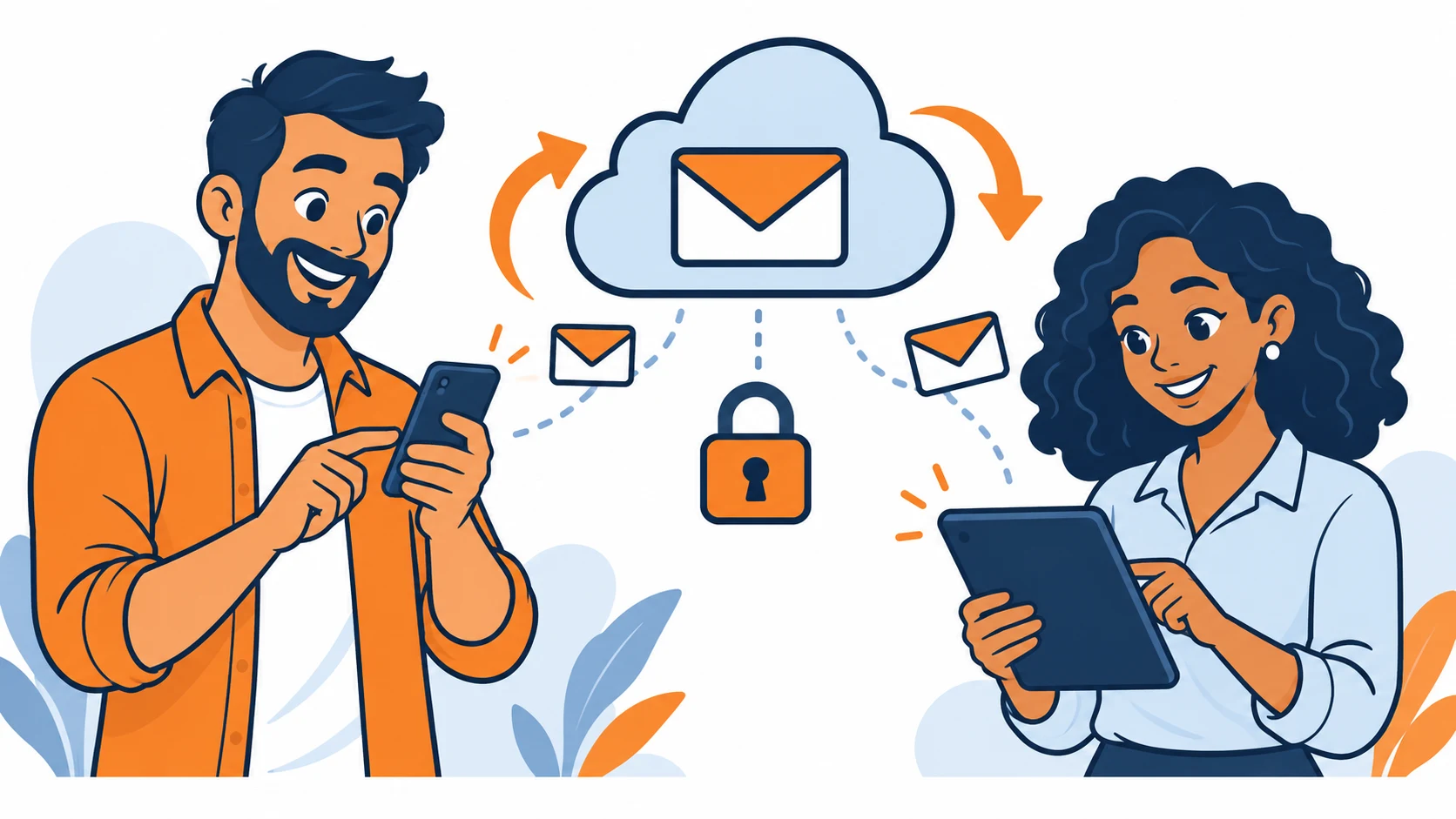 Ilustração conceitual de e-mail e conexão segura