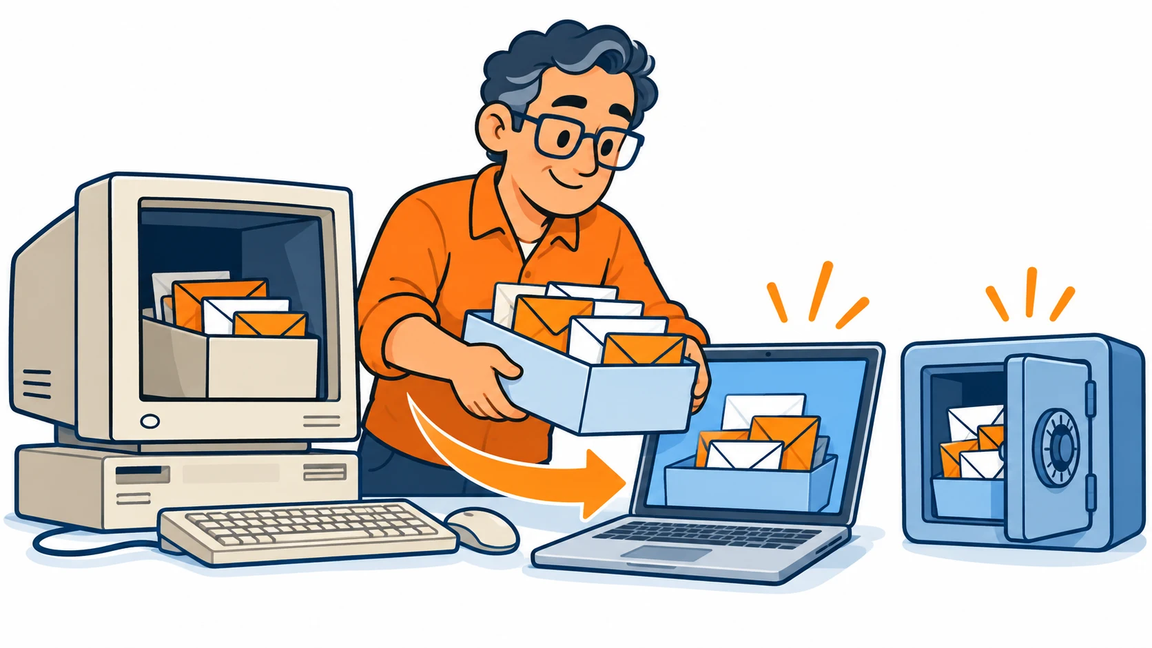 Ilustração conceitual de e-mail e conexão segura
