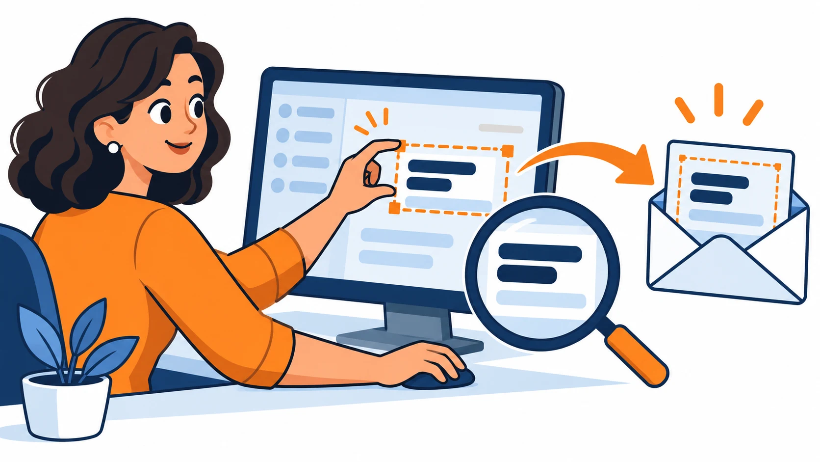 Ilustração conceitual sobre como preparar e enviar um print ao suporte